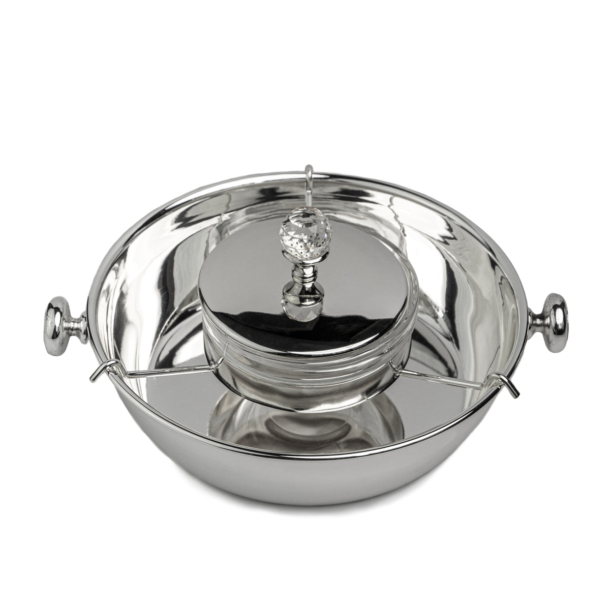 Silver & crystal large caviar bowl