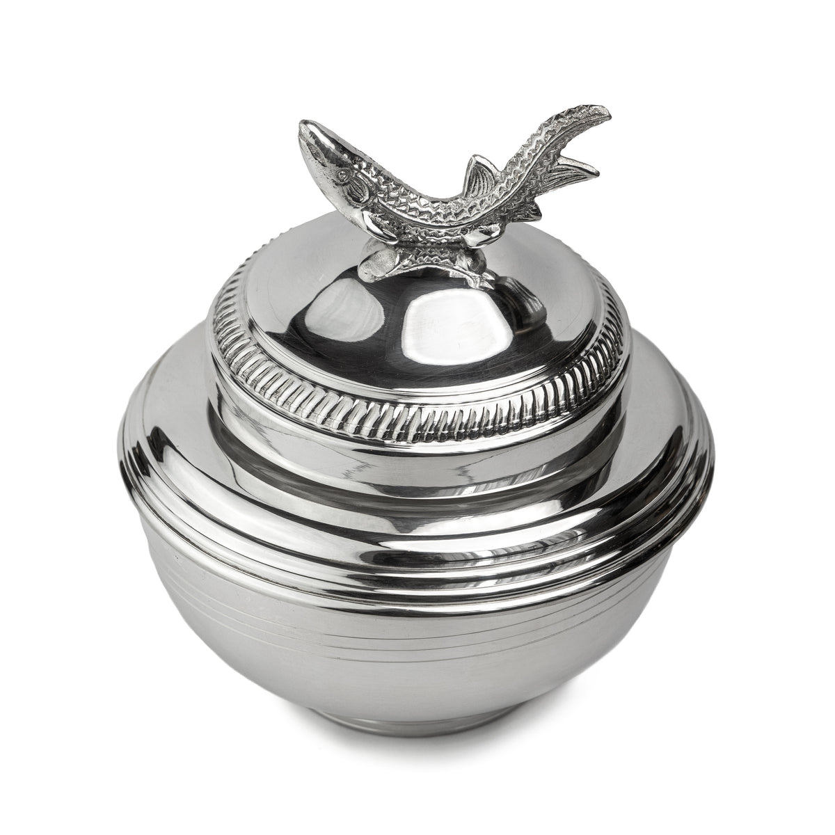 Silverplated sturgeon medium caviar bowl