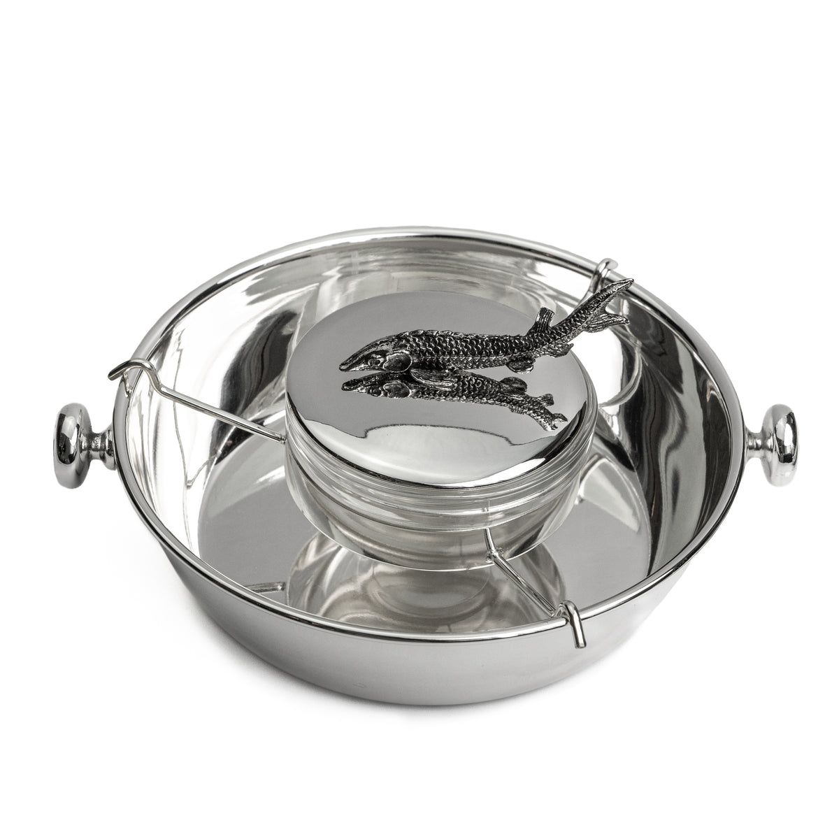 Silverplated sturgeon caviar bowl
